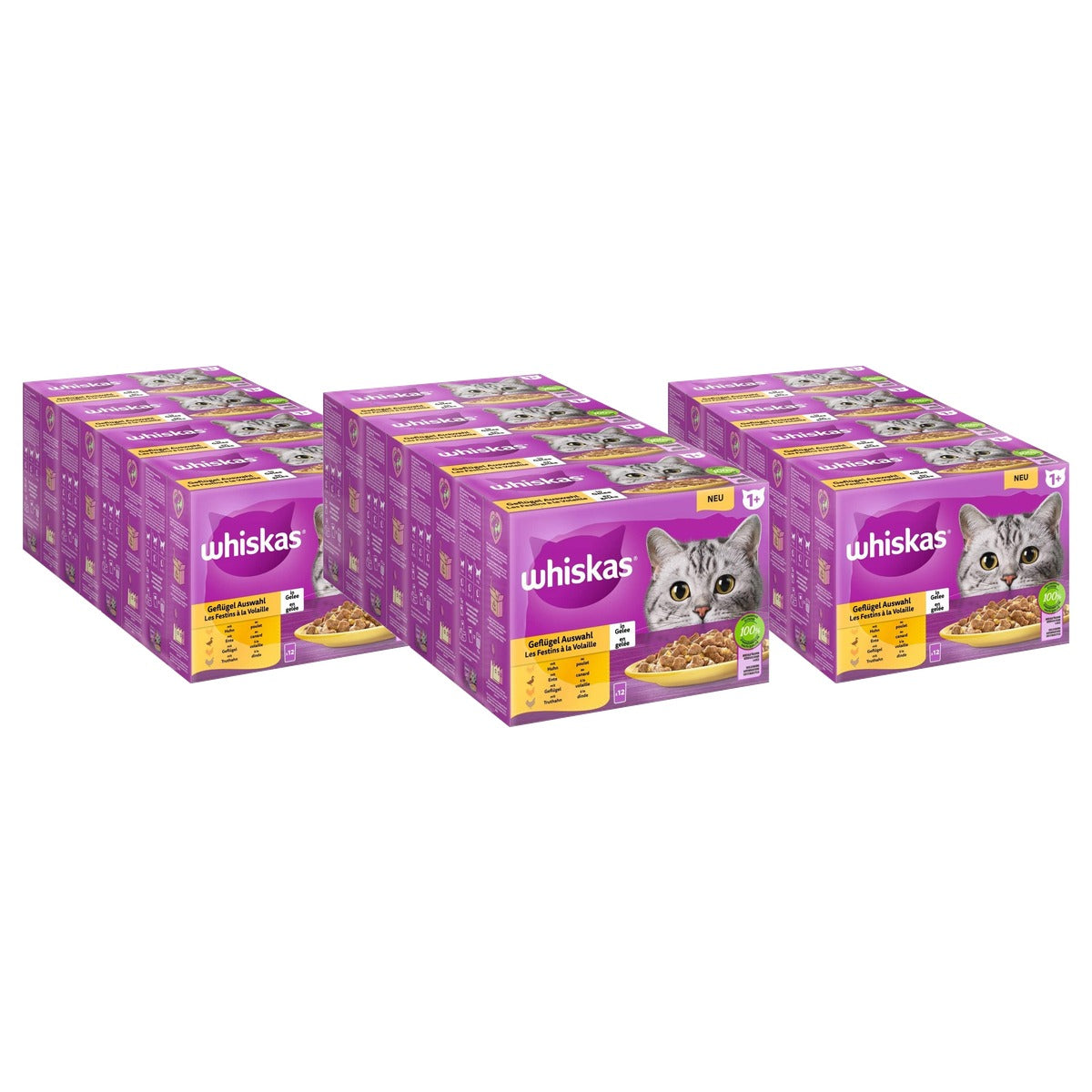 Whiskas natvoer kattenvoer gevogelte selectie in gelei 48 x 85 g - 3-pack