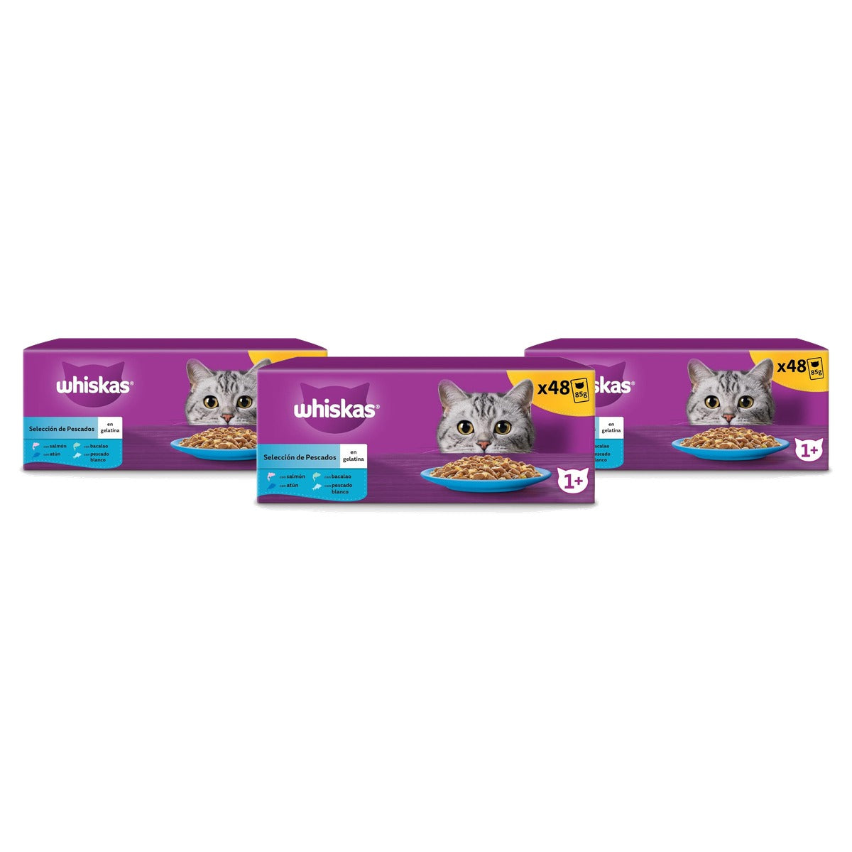 Whiskas natvoer kattenvoer visselectie in gelei 48 x 85 g - 3-pack
