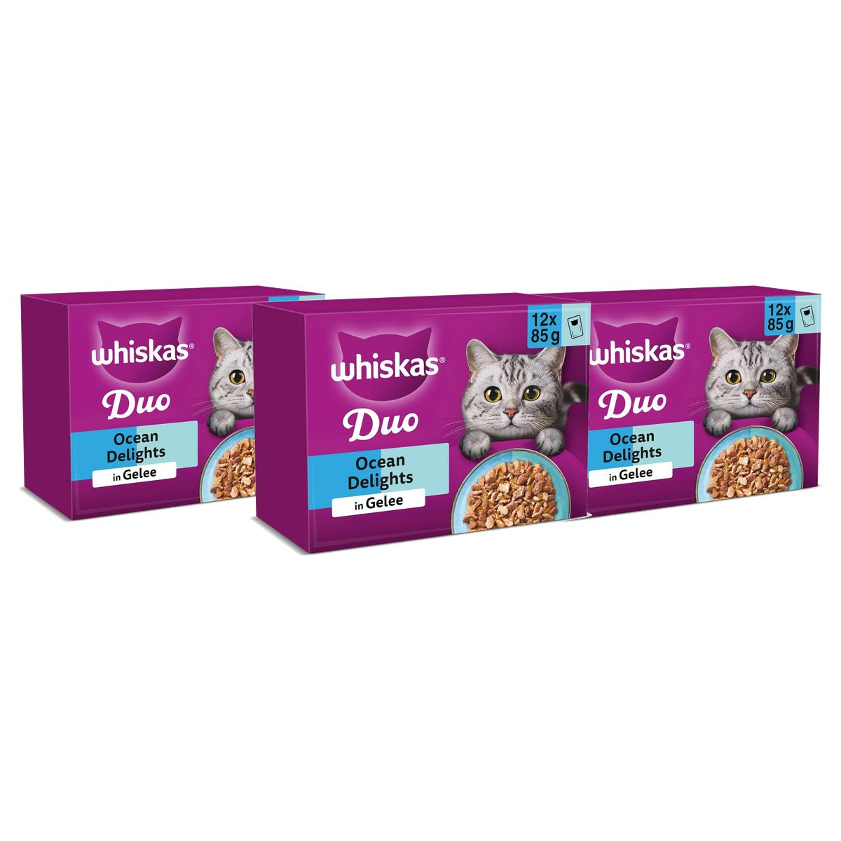Whiskas Ocean Delights Duo natvoer kattenvoer in gelei 12 x 85 g - 3-pack