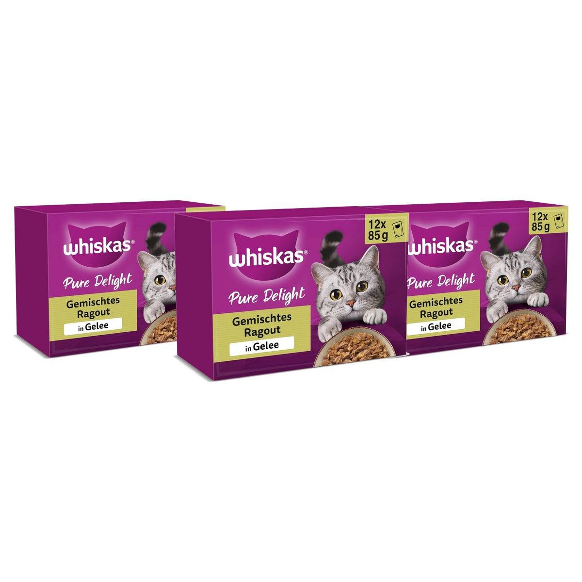 Whiskas Pure Delight natvoer kattenvoer ragout 4 x 12 x 85 g - 3-pack