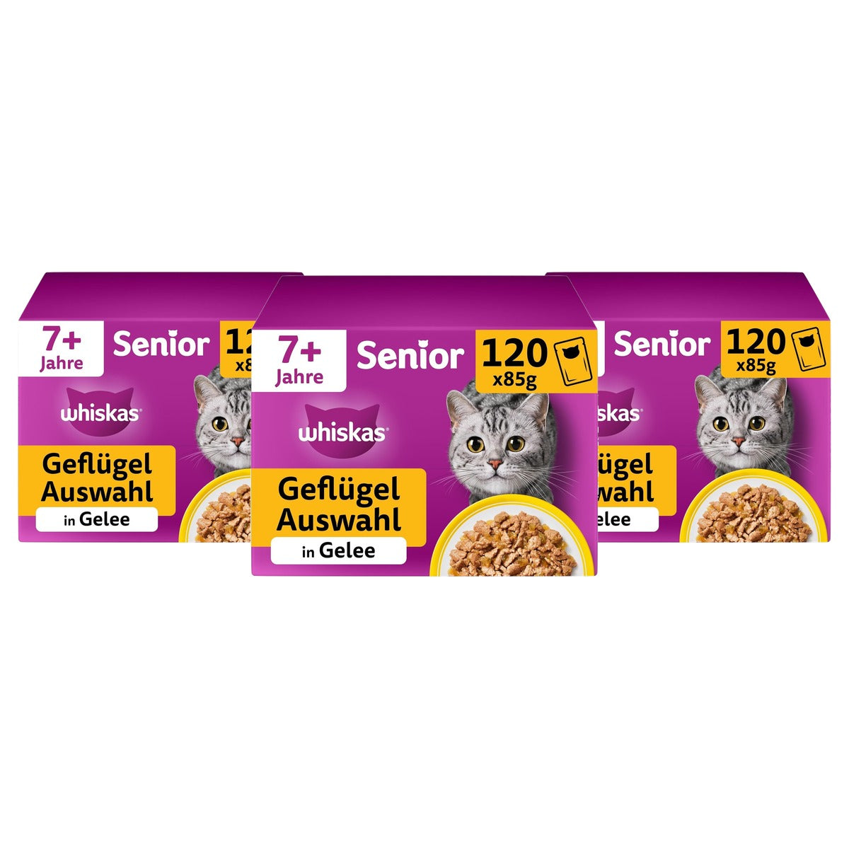 Whiskas Senior 7+ natvoer kattenvoer gemengde selectie 120 x 85 g - 3-pack