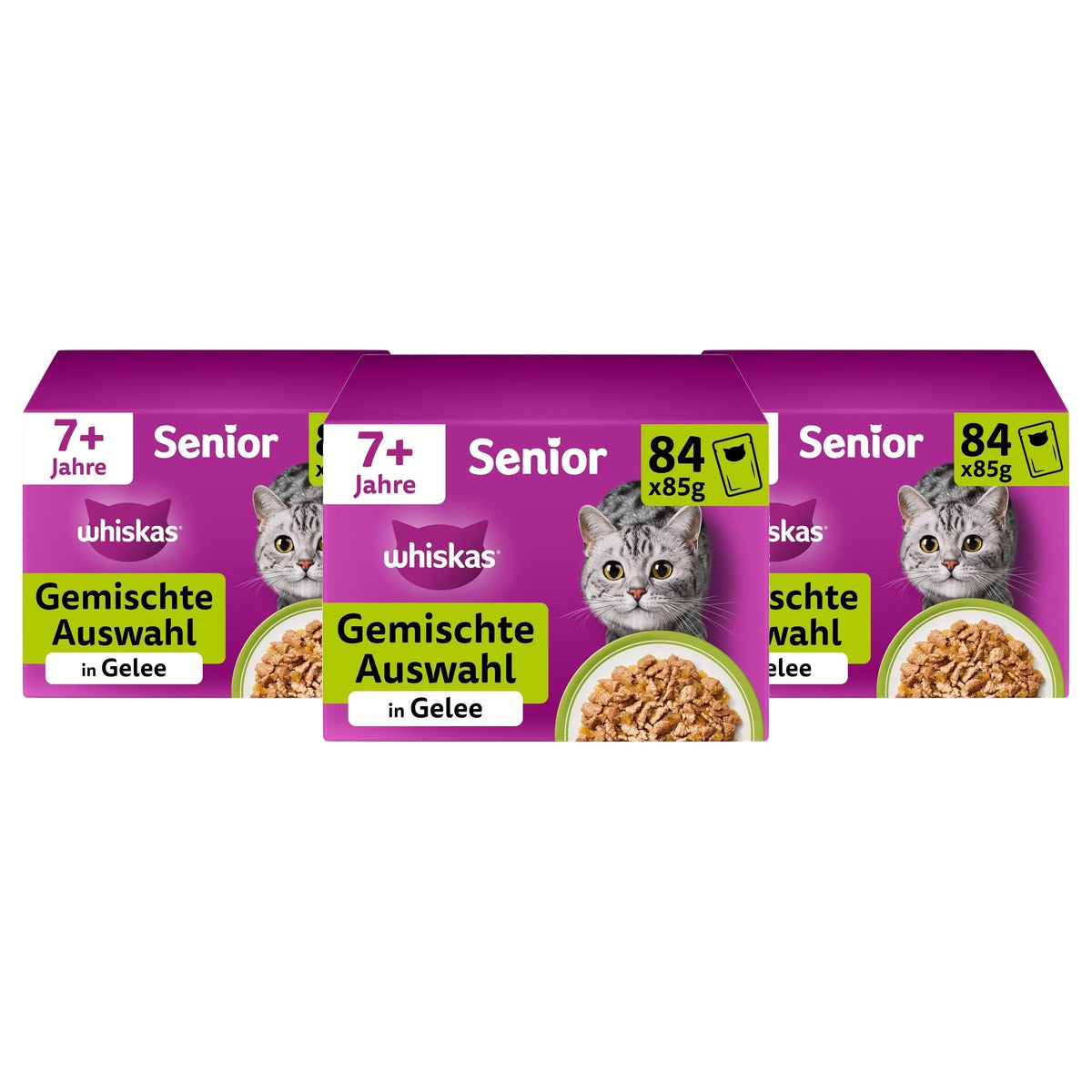 Whiskas Senior 7+ natvoer kattenvoer gemengde selectie 84 x 85 g - 3-pack