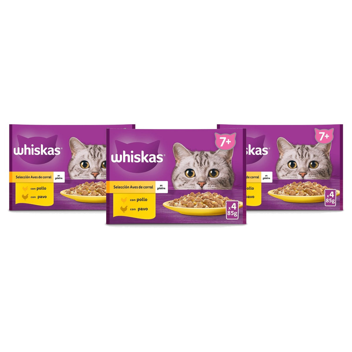 Whiskas Senior 7+ natvoer kattenvoer gevogelte 4 x 85 g - 3-pack