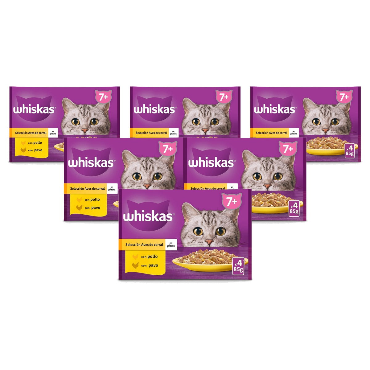 Whiskas Senior 7+ natvoer kattenvoer gevogelte 4 x 85 g - 6-pack